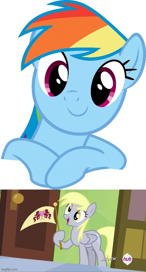 image tagged in happy rainbow dash mlp,derpy hooves facts | made w/ Imgflip meme maker