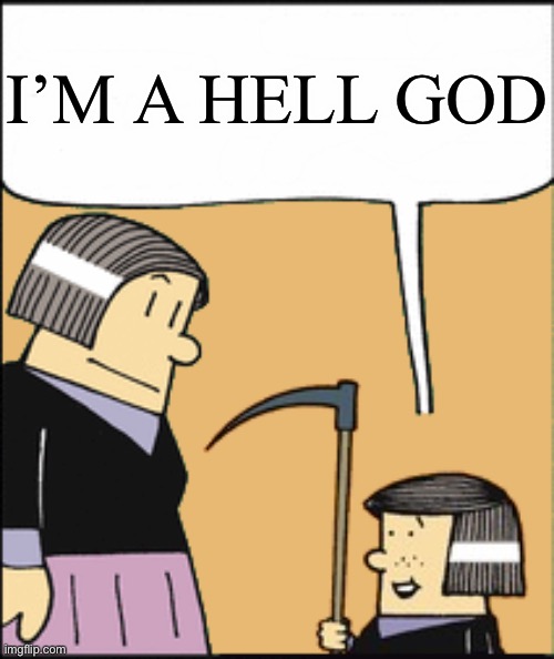 Godfrey | I’M A HELL GOD | image tagged in chad | made w/ Imgflip meme maker