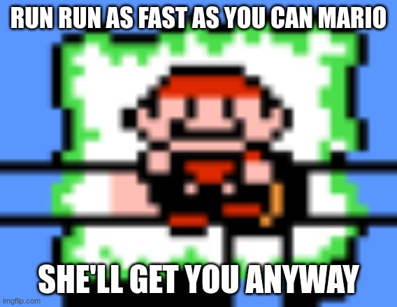 RUN RUN AS FAST AS YOU CAN MARIO SHE'LL GET YOU ANYWAY | made w/ Imgflip meme maker