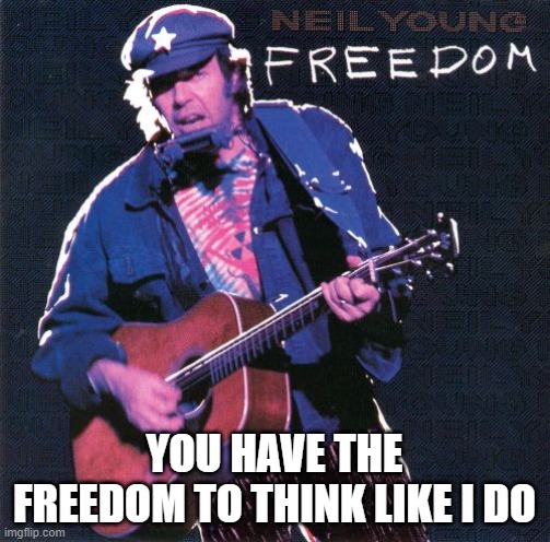 YOU HAVE THE FREEDOM TO THINK LIKE I DO | made w/ Imgflip meme maker
