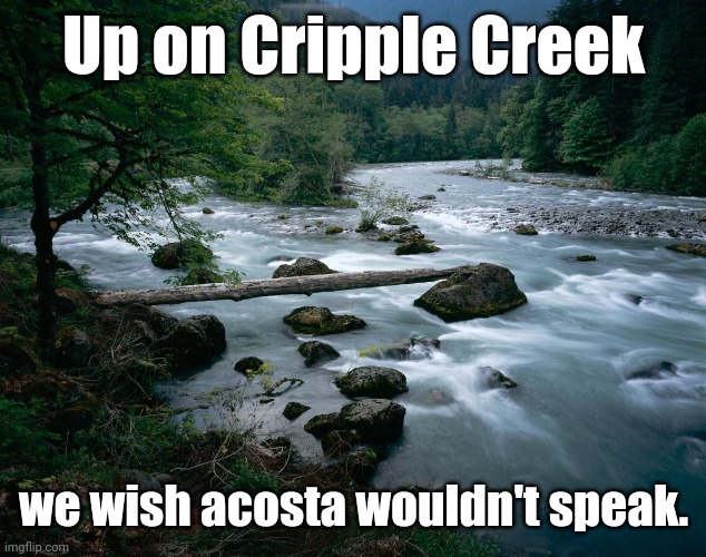 river | Up on Cripple Creek we wish acosta wouldn't speak. | image tagged in river | made w/ Imgflip meme maker