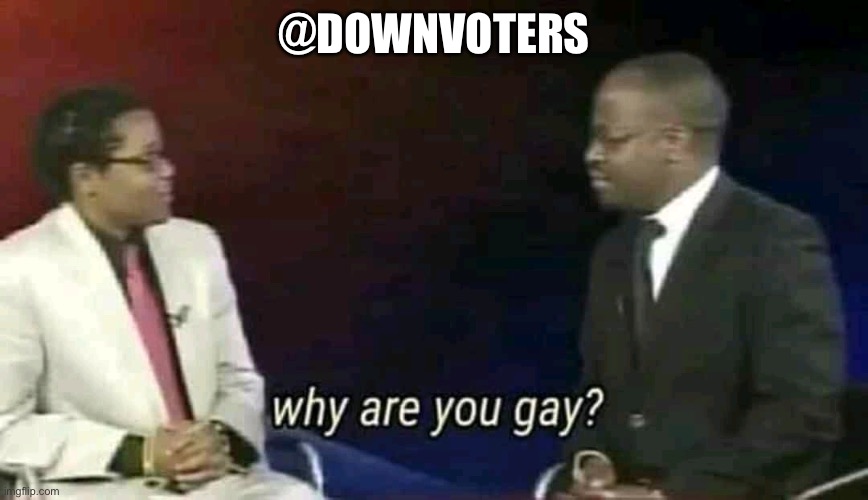 Why are you gay? | @DOWNVOTERS | image tagged in why are you gay | made w/ Imgflip meme maker