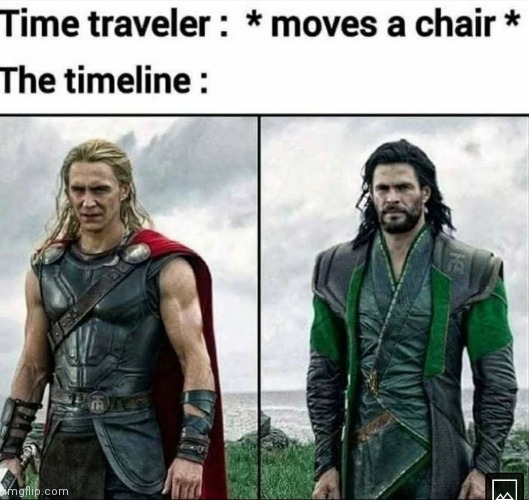 image tagged in memes,timeline,time travel,thor,loki | made w/ Imgflip meme maker