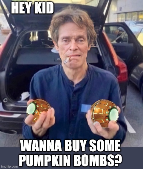 WHEN THE GREEN GOBLIN FALLS ON HARD TIMES | HEY KID; WANNA BUY SOME PUMPKIN BOMBS? | image tagged in green goblin,spider-man,superheroes | made w/ Imgflip meme maker