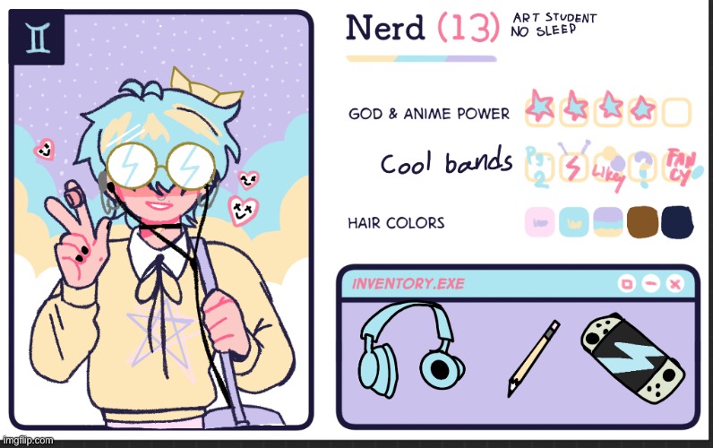 i made a fan thingy for the boyfriends webtoon i pretty much just edited nerd's thing since i have the most stuff in common with | made w/ Imgflip meme maker