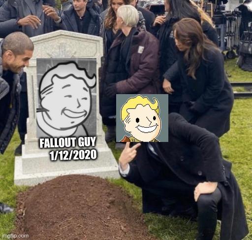 Grant Gustin over grave | FALLOUT GUY
     1/12/2020 | image tagged in grant gustin over grave | made w/ Imgflip meme maker