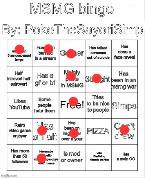 MSMG bingo by poke | image tagged in msmg bingo by poke | made w/ Imgflip meme maker