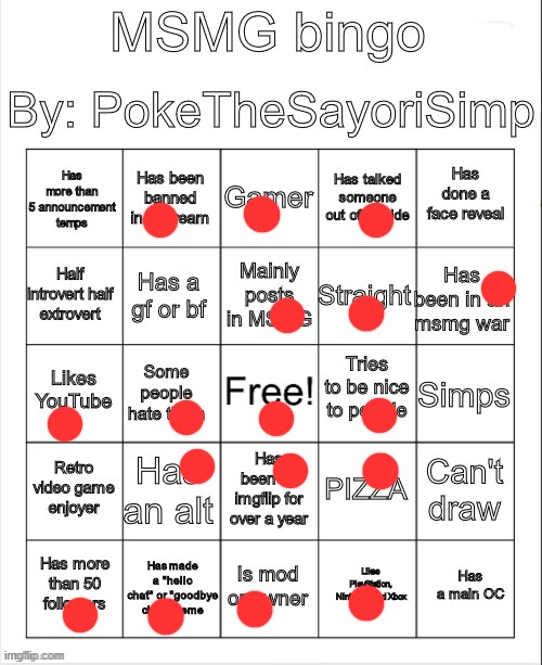MSMG bingo by poke | image tagged in msmg bingo by poke | made w/ Imgflip meme maker