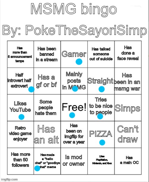 MSMG bingo by poke | image tagged in msmg bingo by poke | made w/ Imgflip meme maker