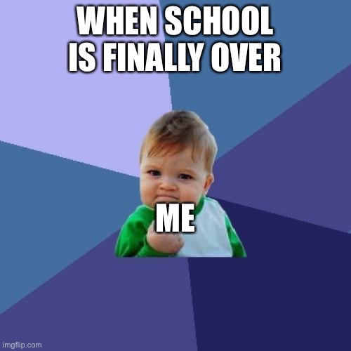 Success Kid Meme | WHEN SCHOOL IS FINALLY OVER; ME | image tagged in memes,success kid | made w/ Imgflip meme maker