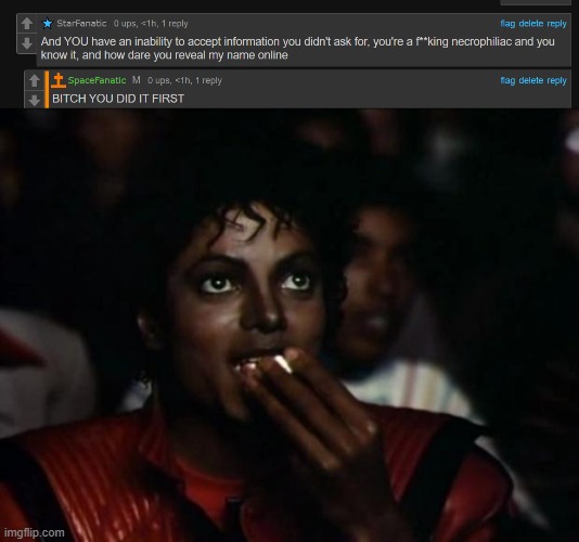 update: the argument ended | image tagged in memes,michael jackson popcorn | made w/ Imgflip meme maker