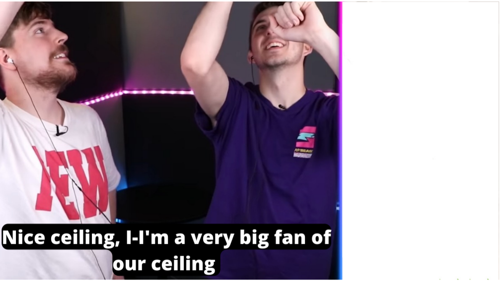 High Quality MrBeast- nice ceiling! I-I'm a very big fan of our ceiling! Blank Meme Template