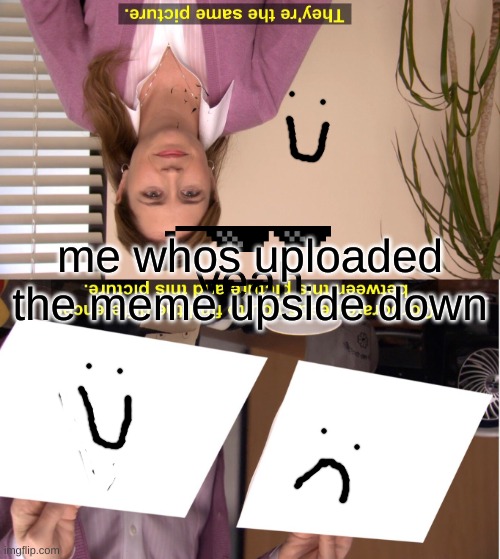 They're The Same Picture | yeah; yeah; me whos uploaded the meme upside down | image tagged in memes,they're the same picture | made w/ Imgflip meme maker