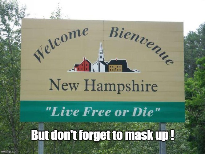 New Hampshire Motto | But don't forget to mask up ! | made w/ Imgflip meme maker