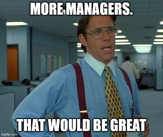 That Would Be Great Meme | MORE MANAGERS. THAT WOULD BE GREAT | image tagged in memes,that would be great | made w/ Imgflip meme maker