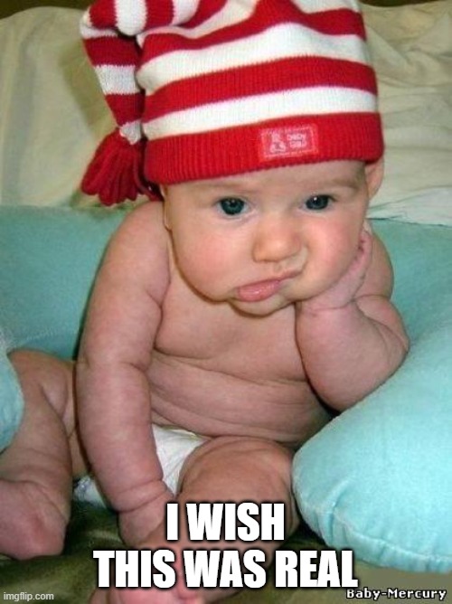 bored baby | I WISH THIS WAS REAL | image tagged in bored baby | made w/ Imgflip meme maker