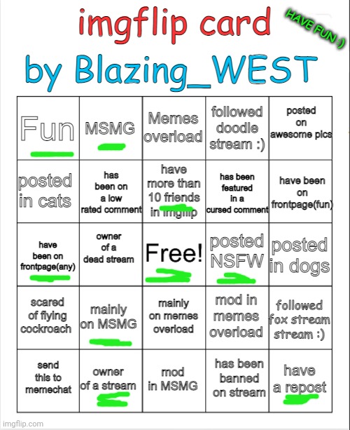 :3 | image tagged in bingo card by blazing_west | made w/ Imgflip meme maker