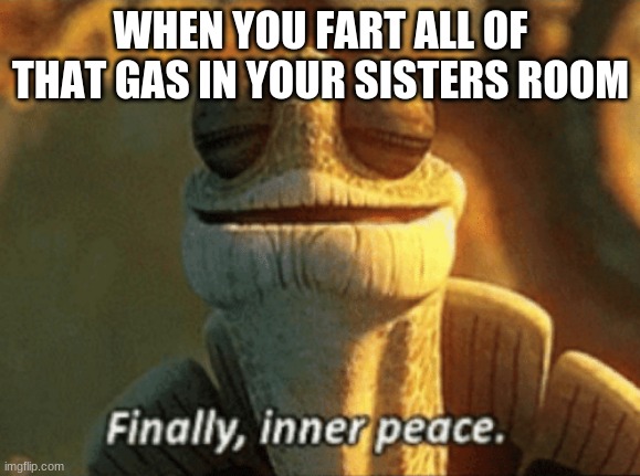 Finally, inner peace. | WHEN YOU FART ALL OF THAT GAS IN YOUR SISTERS ROOM | image tagged in finally inner peace | made w/ Imgflip meme maker