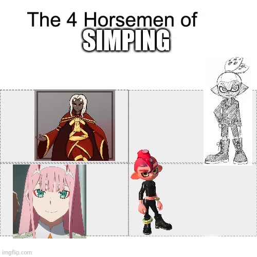 The four horsemen of Simping | SIMPING | image tagged in four horsemen of | made w/ Imgflip meme maker