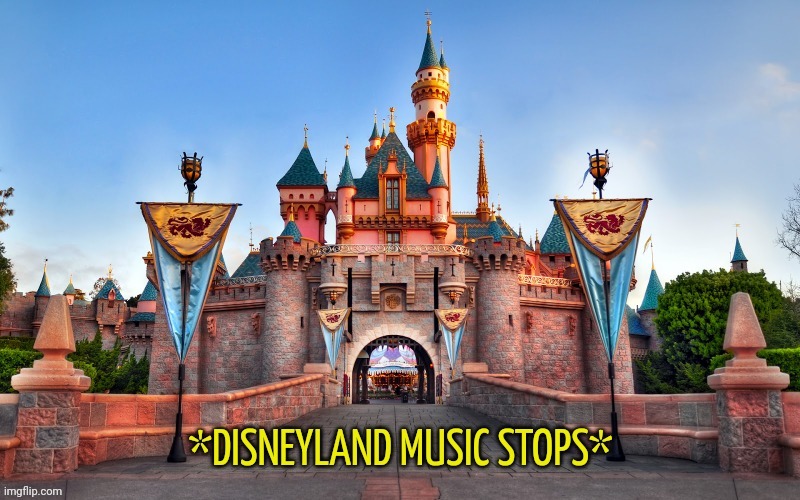 Disneyland music stops | image tagged in disneyland music stops | made w/ Imgflip meme maker
