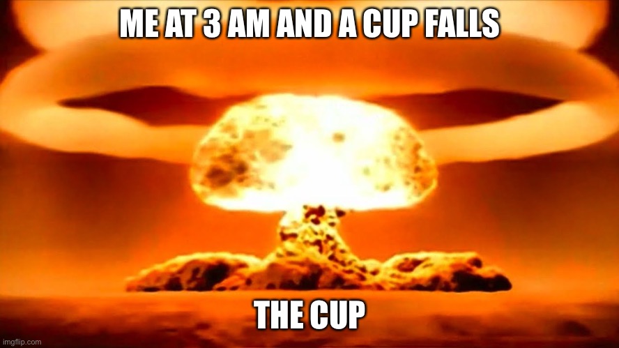 Nuke | ME AT 3 AM AND A CUP FALLS; THE CUP | image tagged in nuke | made w/ Imgflip meme maker