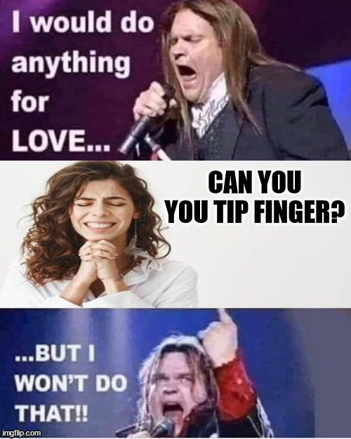 I would do anything for love | CAN YOU YOU TIP FINGER? | image tagged in i would do anything for love | made w/ Imgflip meme maker