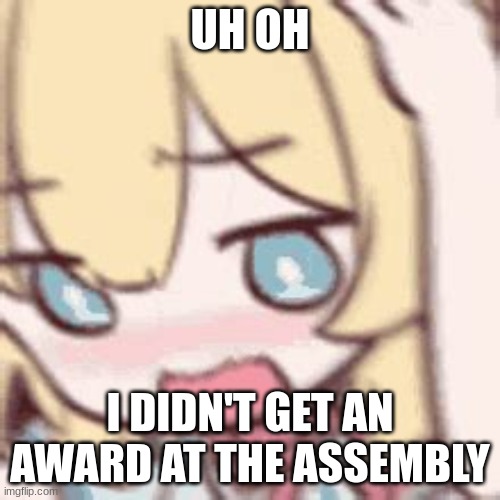 :( | UH OH; I DIDN'T GET AN AWARD AT THE ASSEMBLY | image tagged in haachama not like this,school,hololive | made w/ Imgflip meme maker