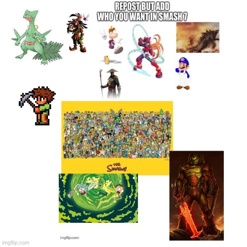 I also want terrarian and sceptile (from terraria and pokemon) | image tagged in super smash bros,reposts,terraria,pokemon | made w/ Imgflip meme maker