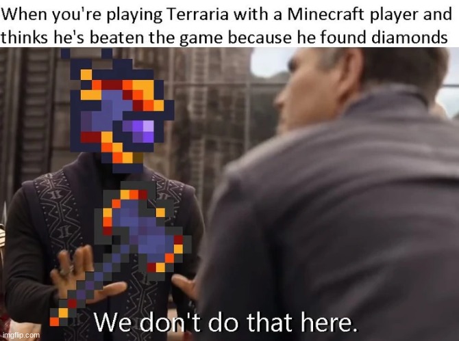 Old but good terraria meme | image tagged in terraria,relatable,true | made w/ Imgflip meme maker