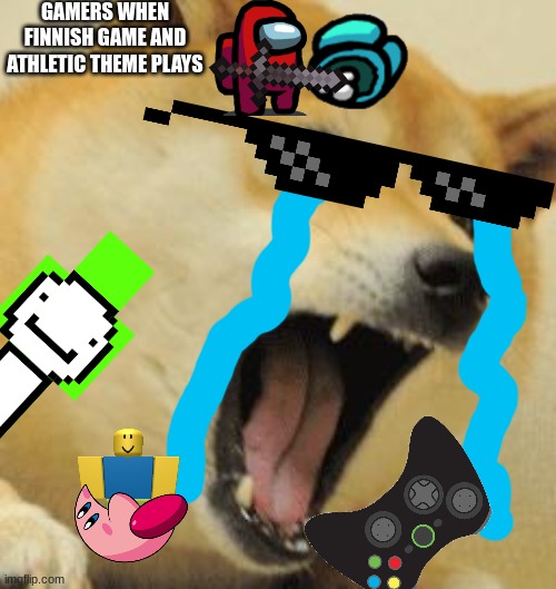 angry doge | GAMERS WHEN FINNISH GAME AND ATHLETIC THEME PLAYS | image tagged in angry doge | made w/ Imgflip meme maker