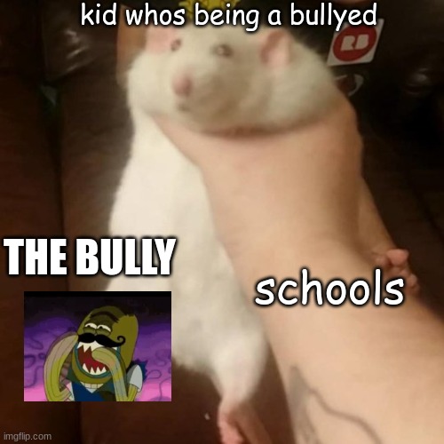 Grabbing a fat rat | kid whos being a bullyed; THE BULLY; schools | image tagged in grabbing a fat rat | made w/ Imgflip meme maker