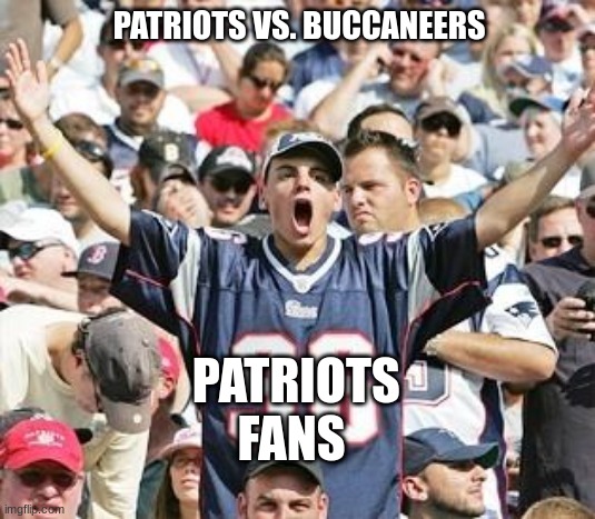 Patriots be like | PATRIOTS VS. BUCCANEERS; PATRIOTS FANS | image tagged in sports fans | made w/ Imgflip meme maker