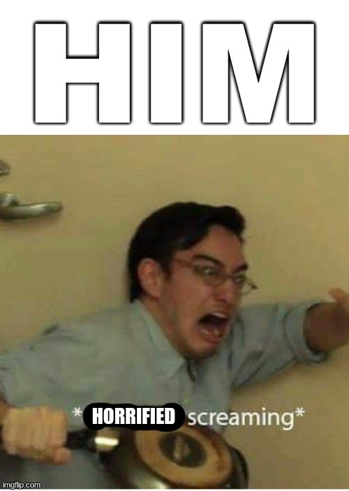 HIM HORRIFIED | image tagged in confused screaming | made w/ Imgflip meme maker