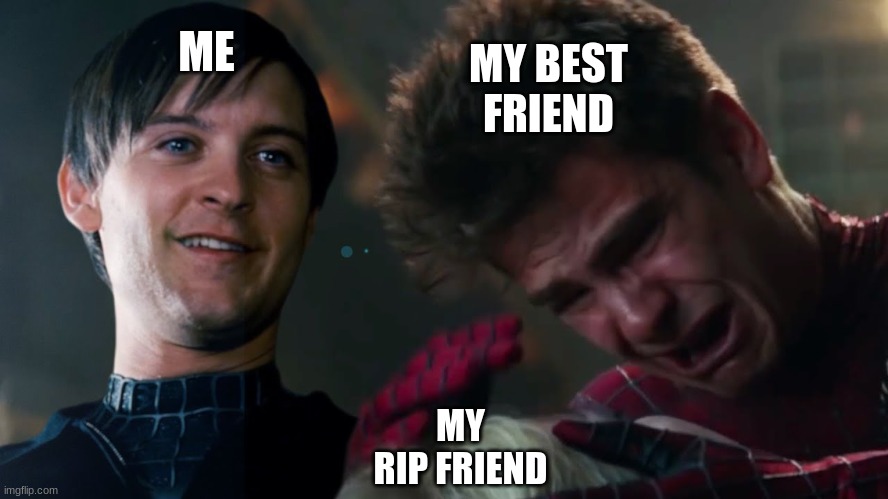 bully maguire | ME; MY BEST FRIEND; MY RIP FRIEND | image tagged in tobey maguire | made w/ Imgflip meme maker