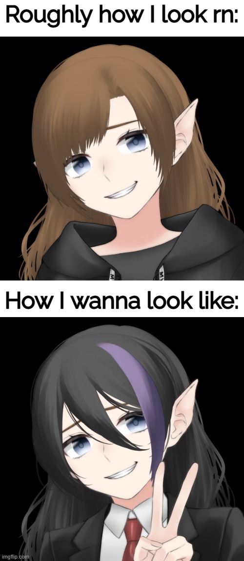 Kinda old trend that I'm late on but yea...I miss wearing shirts and ties tbh | Roughly how I look rn:; How I wanna look like: | made w/ Imgflip meme maker