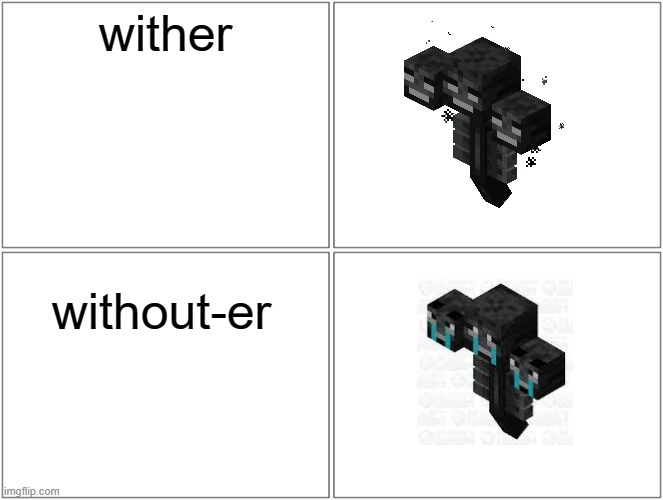 07 | wither; without-er | image tagged in memes,blank comic panel 2x2 | made w/ Imgflip meme maker