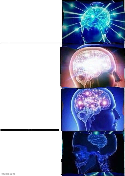 New Format | image tagged in expanding brain reverse 4-panel | made w/ Imgflip meme maker