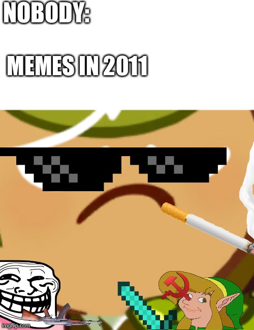 Memes in 2011 | NOBODY:; MEMES IN 2011 | image tagged in memes,funny,cool,mlg,doge | made w/ Imgflip meme maker