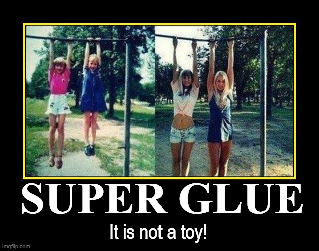 That Pink Shirt Really Faded Being in the Sun that Long | SUPER GLUE; It is not a toy! | image tagged in vince vance,then and now,memes,super glue,2 girls,hanging | made w/ Imgflip meme maker