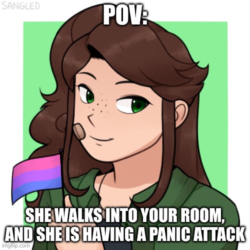 ive done something similar with her before, but this happened to me tonight. be nice to her, and enjoy | POV:; SHE WALKS INTO YOUR ROOM, AND SHE IS HAVING A PANIC ATTACK | made w/ Imgflip meme maker