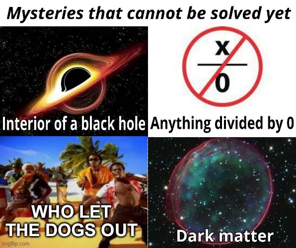 It’s been 22 years, and we still haven’t got the answer | WHO LET THE DOGS OUT | image tagged in mysteries that cannot be solved yet,unsolved mysteries,mystery,who let the dogs out,funny,memes | made w/ Imgflip meme maker