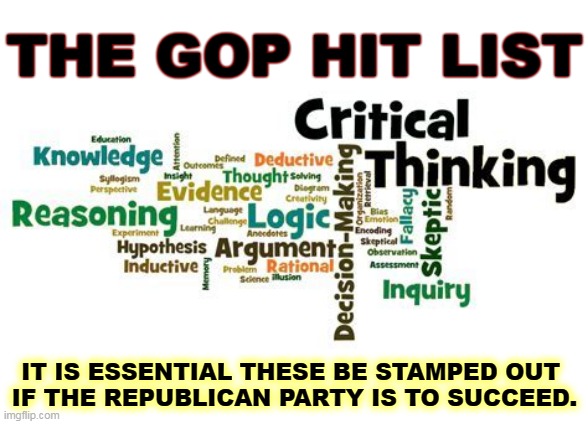 THE GOP HIT LIST; IT IS ESSENTIAL THESE BE STAMPED OUT 
IF THE REPUBLICAN PARTY IS TO SUCCEED. | image tagged in republican party,gop,stupidity,rumors,conspiracy,empty | made w/ Imgflip meme maker