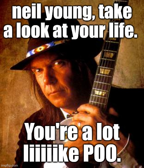 Neil Young | neil young, take a look at your life. You're a lot liiiiike POO. | image tagged in neil young | made w/ Imgflip meme maker