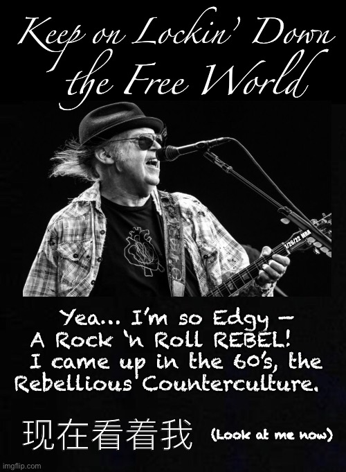 Me, or Joe — One of us has to go.    See ya, wouldn’t wanna be ya! | Keep on Lockin’ Down; the Free World; 1/26/22  MRA; Yea… I’m so Edgy —
A Rock ‘n Roll REBEL!   
I came up in the 60’s, the
Rebellious Counterculture. 现在看着我; (Look at me now) | image tagged in memes,neal aint so young,he wants you to bow down,he can kma,anyone supporting vax and lockdown can kma,neal biden | made w/ Imgflip meme maker