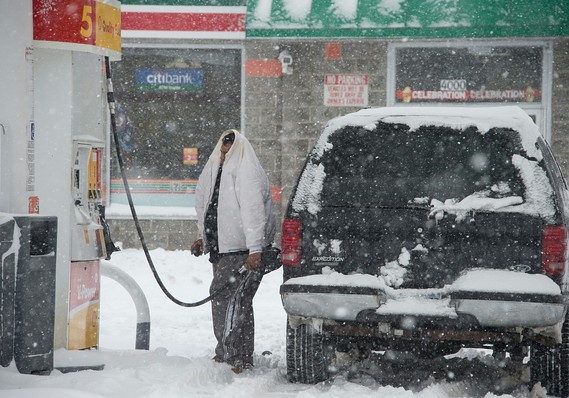 Pumping gas during storm Blank Meme Template