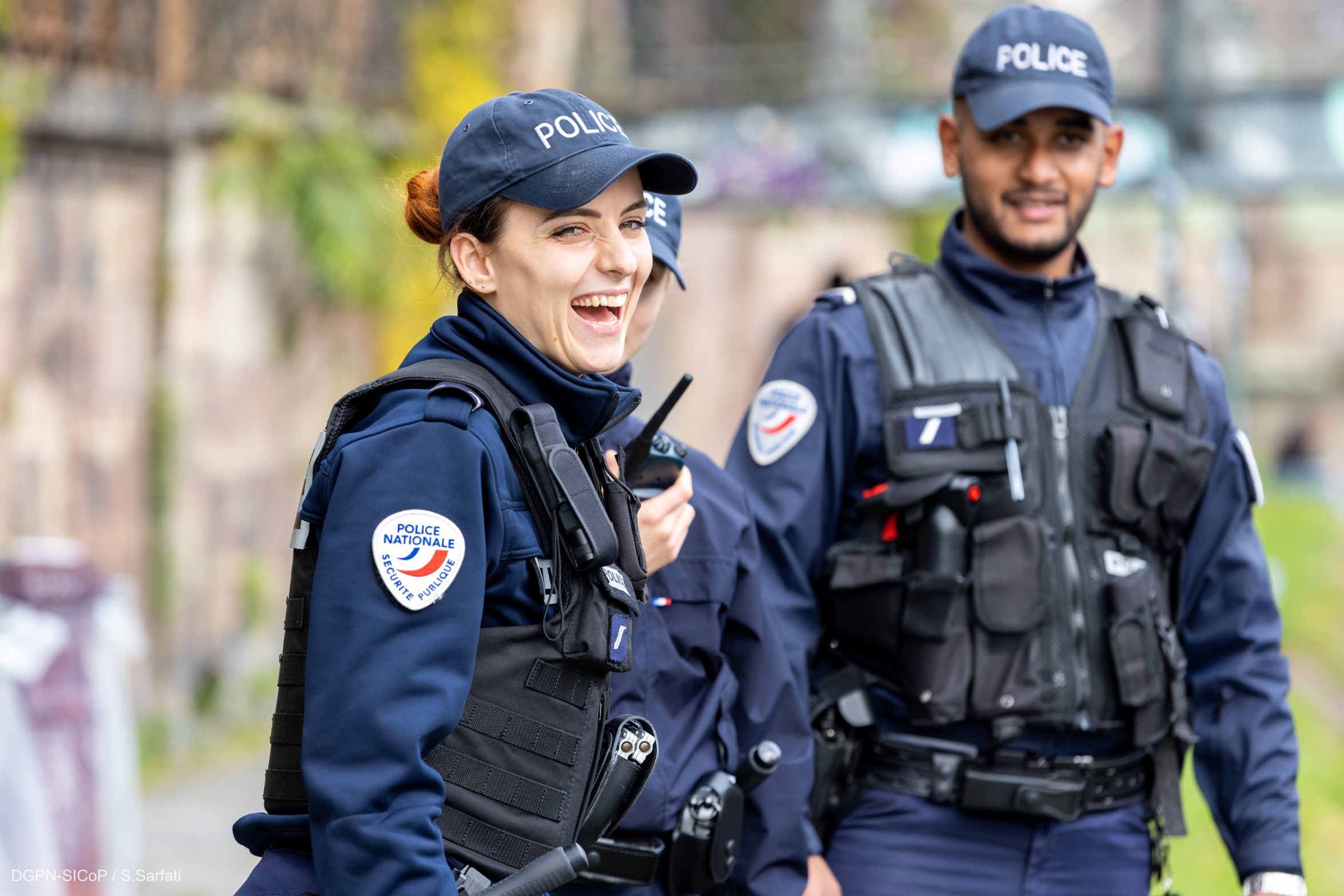 Happy French cop Blank Meme Template