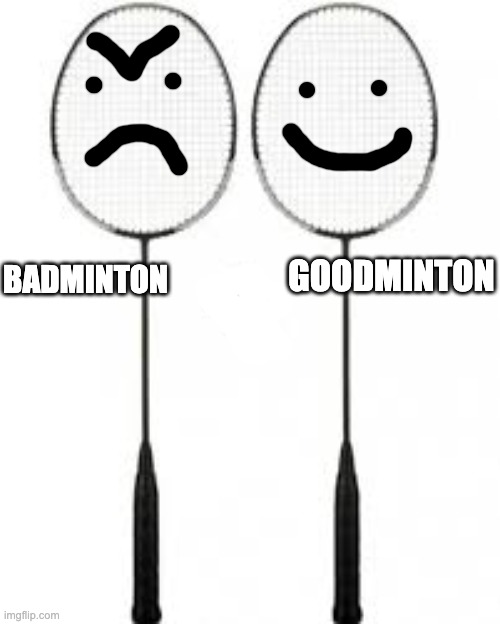 Badminton | GOODMINTON; BADMINTON | image tagged in badminton,goodminton | made w/ Imgflip meme maker