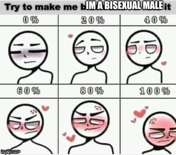 Blush |  IM A BISEXUAL MALE | image tagged in blush | made w/ Imgflip meme maker