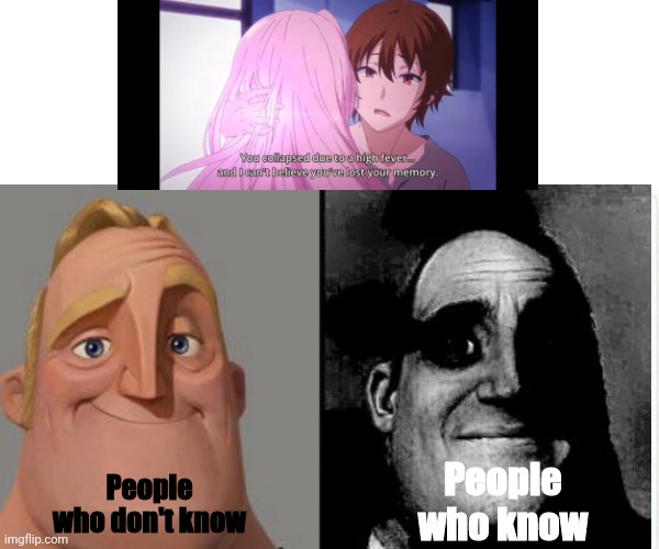 Mr incredible becoming uncanny |  People who know; People who don't know | image tagged in mr incredible becoming uncanny,anime,anime meme | made w/ Imgflip meme maker