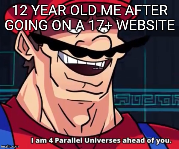 I Am 4 Parallel Universes Ahead Of You | 12 YEAR OLD ME AFTER GOING ON A 17+ WEBSITE | image tagged in i am 4 parallel universes ahead of you | made w/ Imgflip meme maker